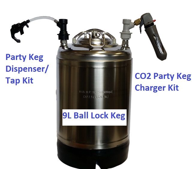 Brand New 9.5L Stainless Steel Ball Lock Cornelius Beer Keg Party